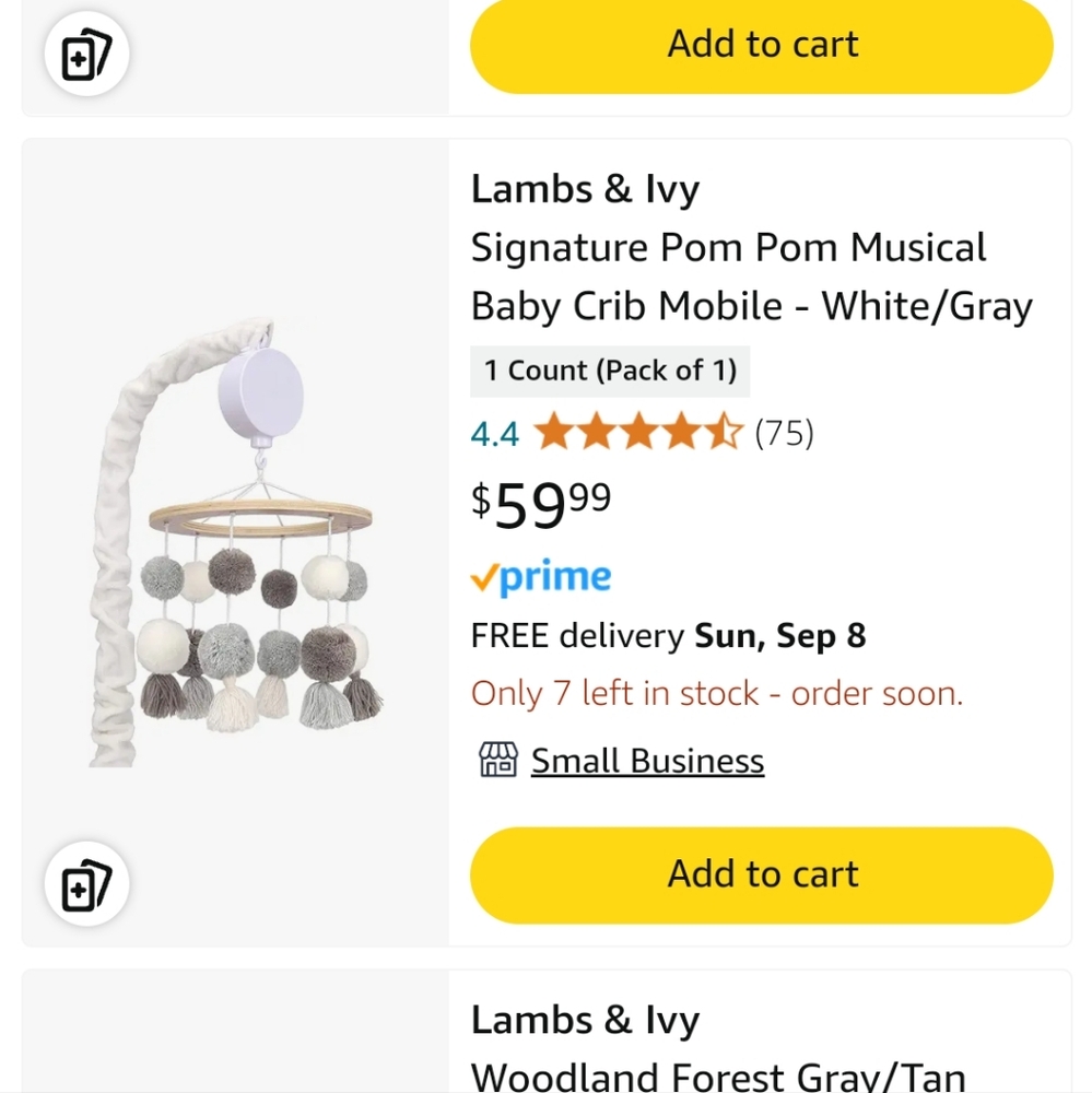 Beautiful baby mobile, lambs & ivy brand
